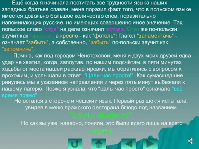 Ещё когда я начинала постигать все трудности языка наших западных братьев славян,