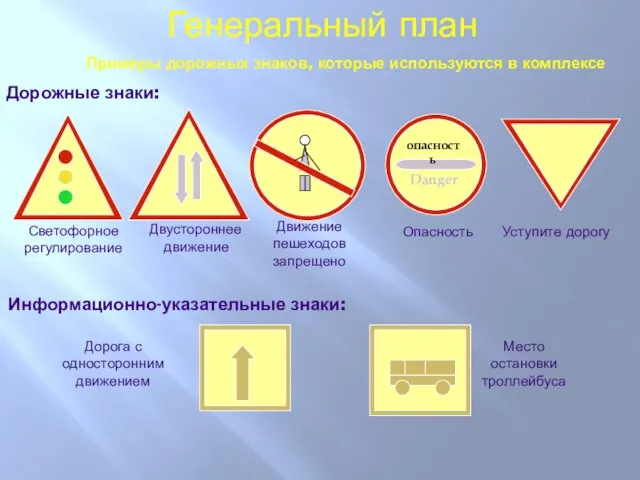 Дорожные знаки: Светофорное регулирование Двустороннее движение Движение пешеходов запрещено опасность Danger Опасность