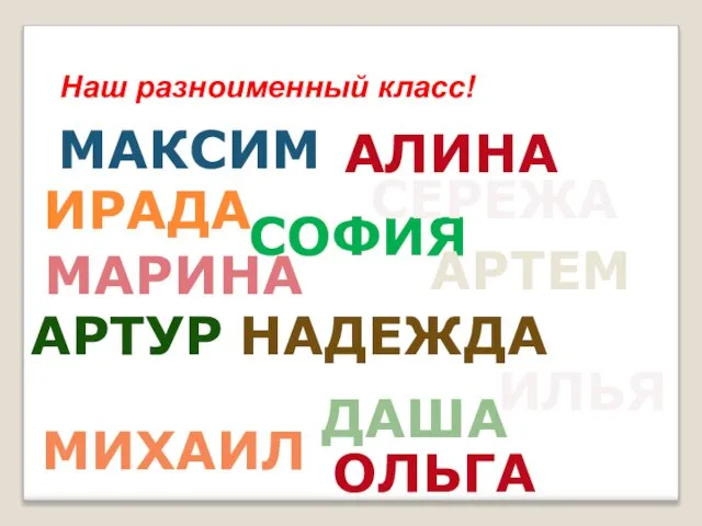 МАРИНА СОФИЯ МАКСИМ МИХАИЛ НАДЕЖДА АРТЕМ СЕРЕЖА АЛИНА ИРАДА ДАША АРТУР АРТЕМ