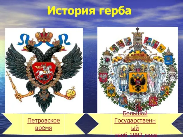 История герба . Большой Государственный герб 1882 года Петровское время