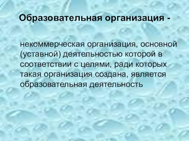 Образовательная организация - некоммерческая организация, основной (уставной) деятельностью которой в соответствии с