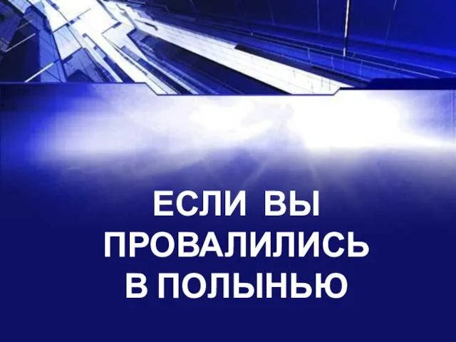 ЕСЛИ ВЫ ПРОВАЛИЛИСЬ В ПОЛЫНЬЮ