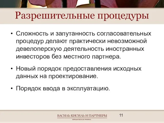 Разрешительные процедуры Сложность и запутанность согласовательных процедур делают практически невозможной девелоперскую деятельность