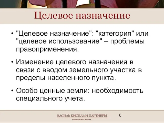 Целевое назначение "Целевое назначение": "категория" или "целевое использование" – проблемы правоприменения. Изменение