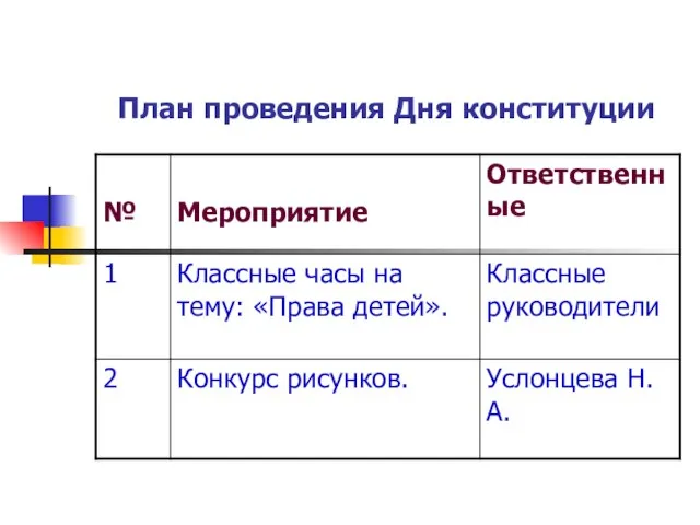 План проведения Дня конституции