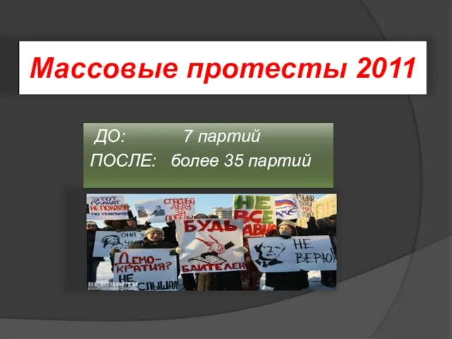 Массовые протесты 2011 ДО: 7 партий ПОСЛЕ: более 35 партий