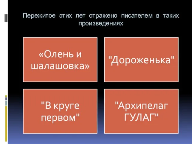 Пережитое этих лет отражено писателем в таких произведениях