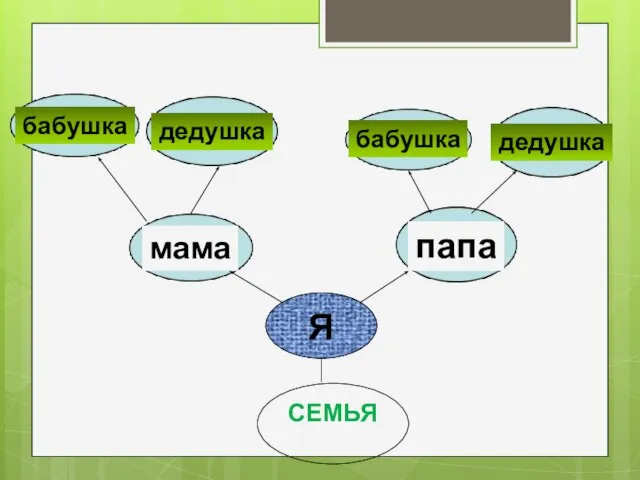 СЕМЬЯ Я бабушка дедушка мама папа бабушка дедушка