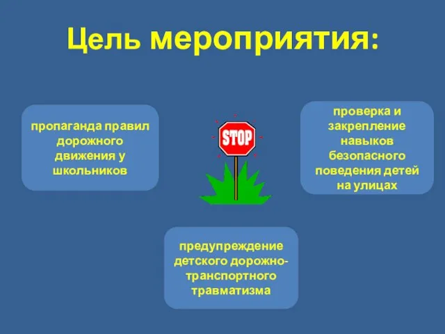 Цель мероприятия: предупреждение детского дорожно-транспортного травматизма пропаганда правил дорожного движения у школьников