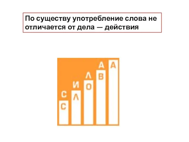 По существу употребление слова не отличается от дела — действия