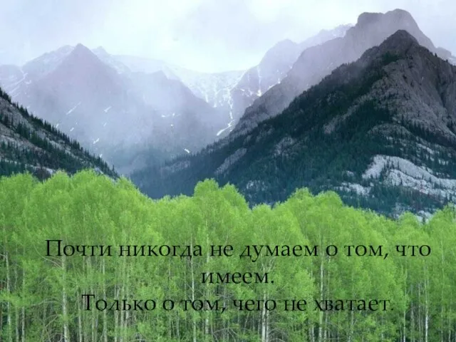 Почти никогда не думаем о том, что имеем. Только о том, чего не хватает.