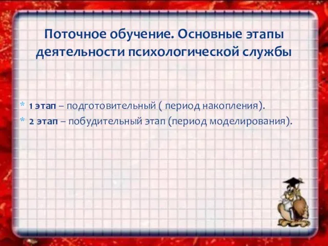 1 этап – подготовительный ( период накопления). 2 этап – побудительный этап