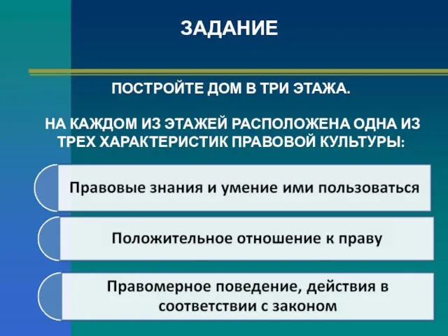 ЗАДАНИЕ ПОСТРОЙТЕ ДОМ В ТРИ ЭТАЖА. НА КАЖДОМ ИЗ ЭТАЖЕЙ РАСПОЛОЖЕНА ОДНА