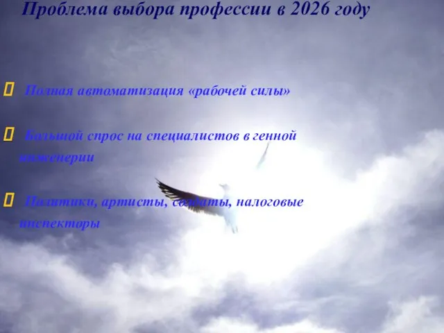 Проблема выбора профессии в 2026 году Полная автоматизация «рабочей силы» Большой спрос