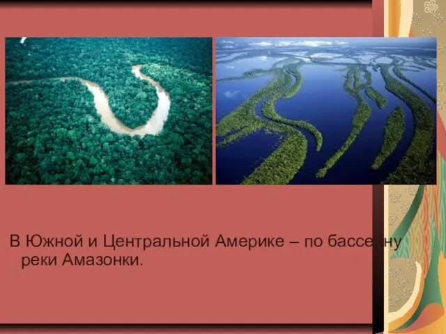 В Южной и Центральной Америке – по бассейну реки Амазонки.