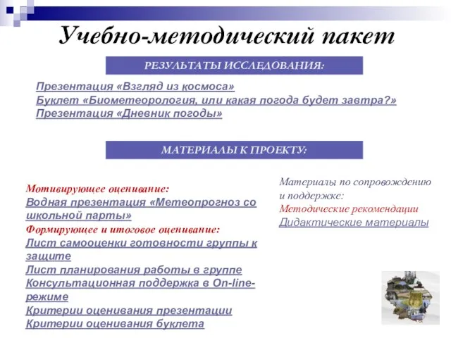 Учебно-методический пакет Презентация «Взгляд из космоса» Буклет «Биометеорология, или какая погода будет