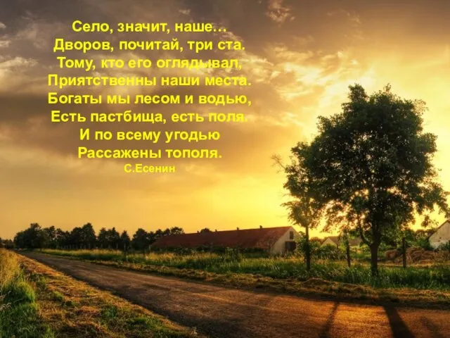 Село, значит, наше… Дворов, почитай, три ста. Тому, кто его оглядывал, Приятственны