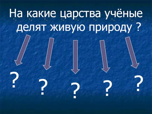 На какие царства учёные делят живую природу ? ? ? ? ? ?