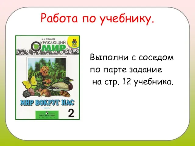 Работа по учебнику. Выполни с соседом по парте задание на стр. 12 учебника.