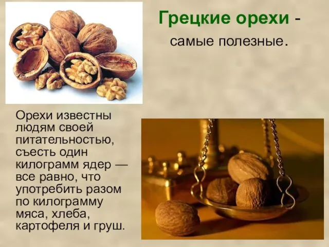 Грецкие орехи - самые полезные. Орехи известны людям своей питательностью, съесть один