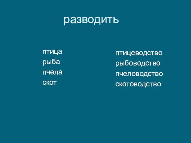 разводить птица рыба пчела скот птицеводство рыбоводство пчеловодство скотоводство