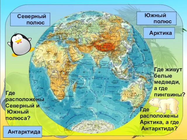 Писаревская Т.П. Баган Северный полюс Южный полюс Где расположены Северный и Южный