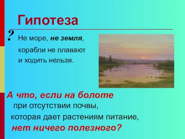 Гипотеза ? Не море, не земля, корабли не плавают и ходить нельзя.