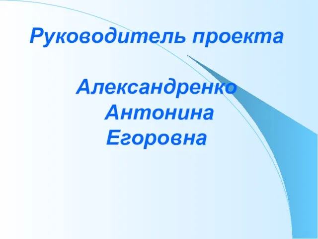 Руководитель проекта Александренко Антонина Егоровна