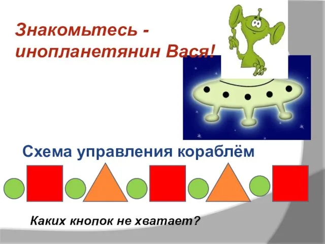 Знакомьтесь - инопланетянин Вася! Схема управления кораблём Каких кнопок не хватает?