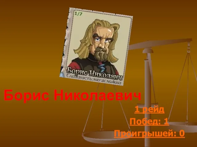 Борис Николаевич 1 рейд Побед: 1 Проигрышей: 0