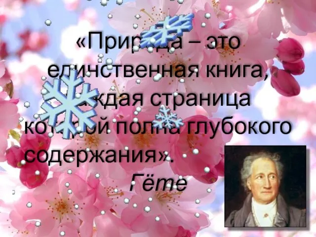 «Природа – это единственная книга, каждая страница которой полна глубокого содержания». Гёте