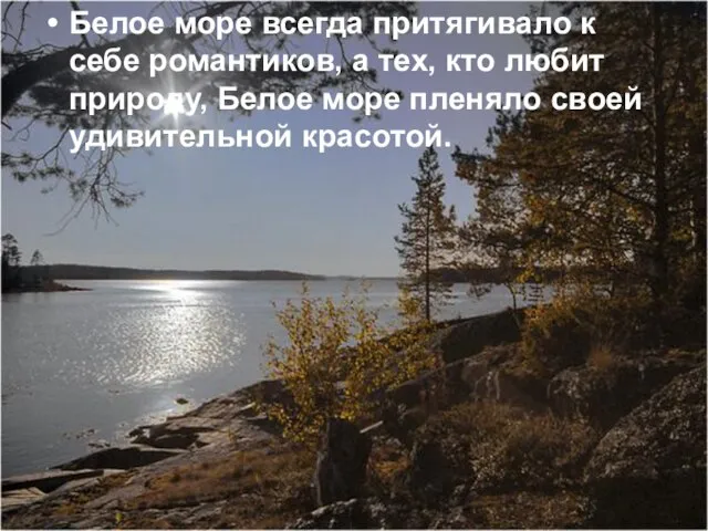 Белое море всегда притягивало к себе романтиков, а тех, кто любит природу,