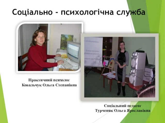 Соціально - психологічна служба Практичний психолог Ковальчук Ольга Степанівна Соціальний педагог Турченяк Ольга Ярославівна