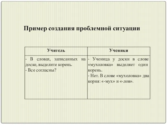 Пример создания проблемной ситуации