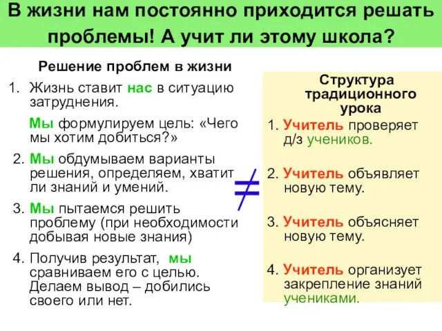 В жизни нам постоянно приходится решать проблемы! А учит ли этому школа?