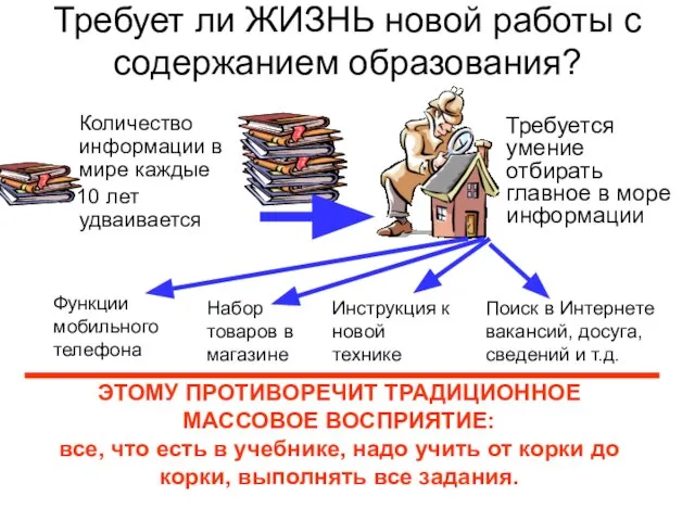 Требует ли ЖИЗНЬ новой работы с содержанием образования? Количество информации в мире