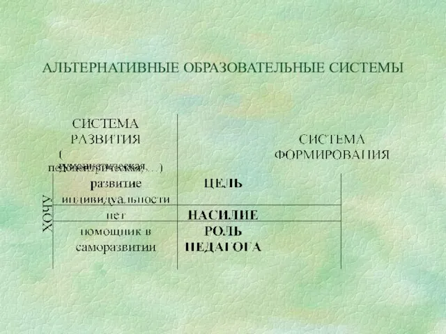 АЛЬТЕРНАТИВНЫЕ ОБРАЗОВАТЕЛЬНЫЕ СИСТЕМЫ