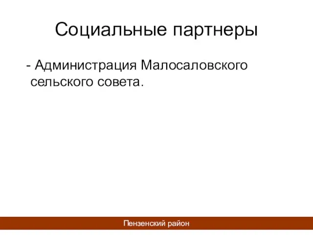 Социальные партнеры - Администрация Малосаловского сельского совета. Пензенский район