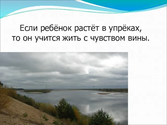 Если ребёнок растёт в упрёках, то он учится жить с чувством вины.