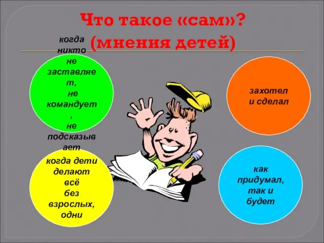 Что такое «сам»? (мнения детей) когда дети делают всё без взрослых, одни