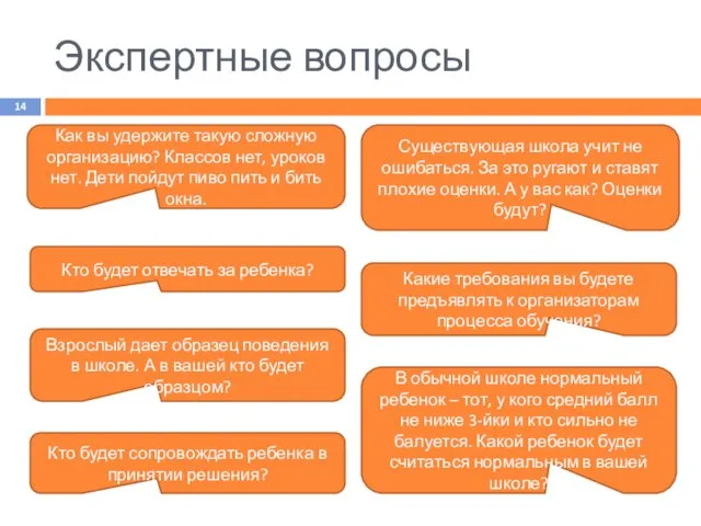 Экспертные вопросы Как вы удержите такую сложную организацию? Классов нет, уроков нет.