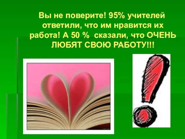 Вы не поверите! 95% учителей ответили, что им нравится их работа! А