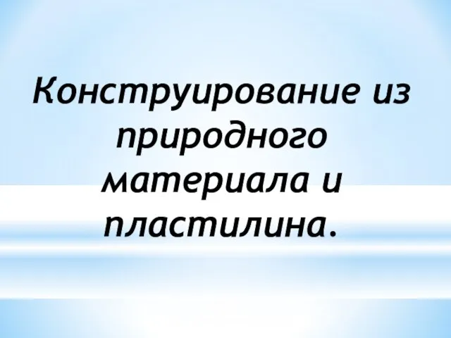 Конструирование из природного материала и пластилина.