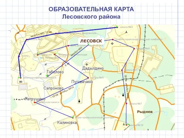 ОБРАЗОВАТЕЛЬНАЯ КАРТА Лесовского района Медицинский колледж Агро-промышленный колледж Дом детского творчества школа