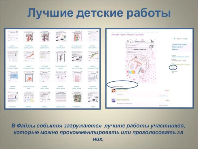 Лучшие детские работы В Файлы события загружаются лучшие работы участников, которые можно