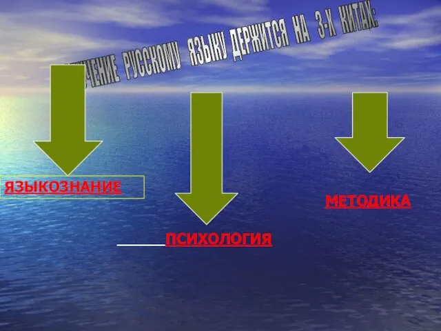 ОБУЧЕНИЕ РУССКОМУ ЯЗЫКУ ДЕРЖИТСЯ НА 3-Х КИТАХ: ЯЗЫКОЗНАНИЕ ПСИХОЛОГИЯ МЕТОДИКА