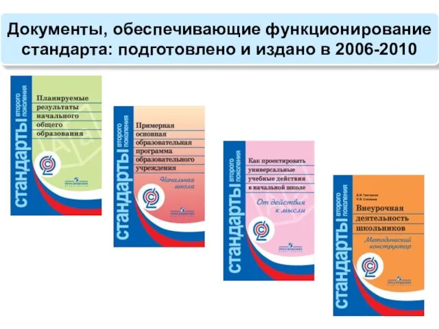 Документы, обеспечивающие функционирование стандарта: подготовлено и издано в 2006-2010