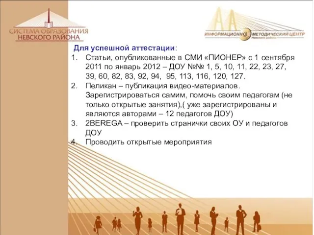 Для успешной аттестации: Статьи, опубликованные в СМИ «ПИОНЕР» с 1 сентября 2011