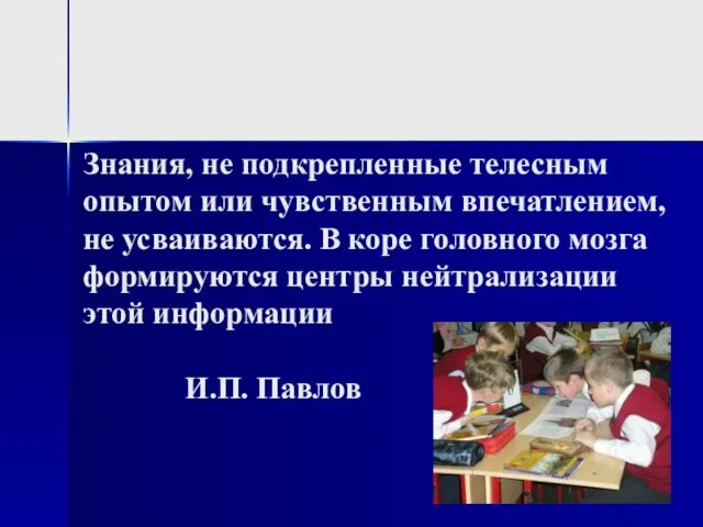 Знания, не подкрепленные телесным опытом или чувственным впечатлением, не усваиваются. В коре