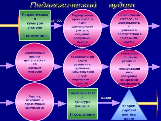 Определение проблемного поля деятельности учителя, создание программы аудита Педагогический аудит Независимый контроль